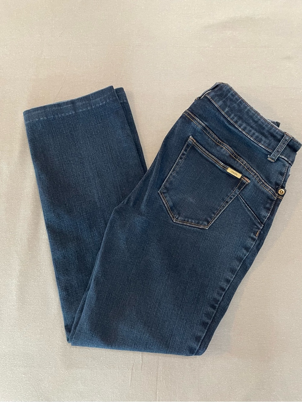 Chico's So Lifting/ So Slimming Deep Indigo Straight Leg Jeans 27” Inseam